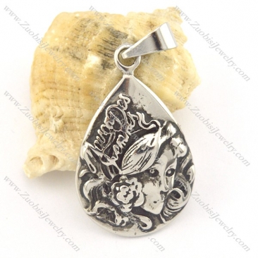 noblewoman oval pendant in stainless steel p001538