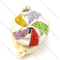 Stainless Steel Rainbow Rhinestone Pendants -p001177