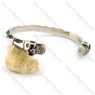 practical 316L steel twin skull bangles -b001554