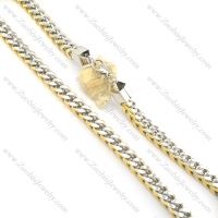 10mm wide gold and silver stainless steel necklace chain n000520