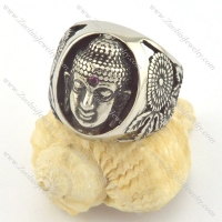 Buddha ring with 1 rhinestone in stainless steel r001419