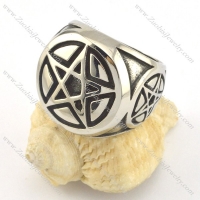 silver pentagram ring in stainless steel r001430