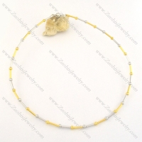 special half gold half silver stainless steel bamboo chain necklace n000496