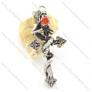 clear ruby zircon snake cross pendants p001499