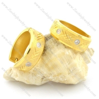 yellow gold stainless steel cutting stone earring e000759