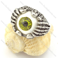 Olive-green Dainty Evil Eyeball Skull Ring r001300