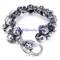 heavy 3 skull heads casting bracelet for men JB450002