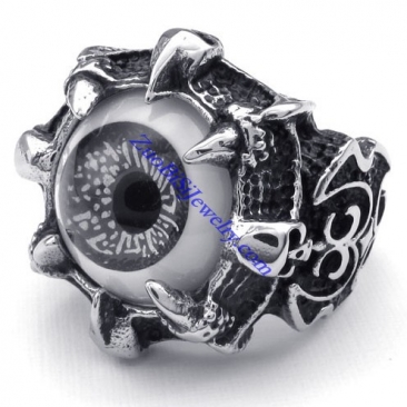 ashy tone evil eye ring in stainless steel JR350271