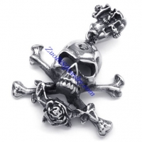 punk large skull rose pendnat JP350189