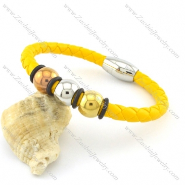 fresh yellow 6mm diameter leather bracelets b001619