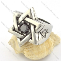 Hexagram Ring with Black Solid Zircon called Magen David Ring r001219