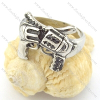 two-gun black rhinestone casting ring r001216