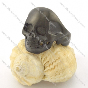 small black brushing stainless steel casting skull ring r001205