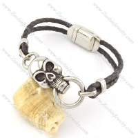 genuine leather bracelet in stainless steel b001968