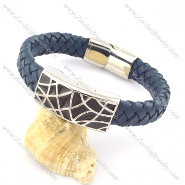 genuine leather bracelet in stainless steel b001967