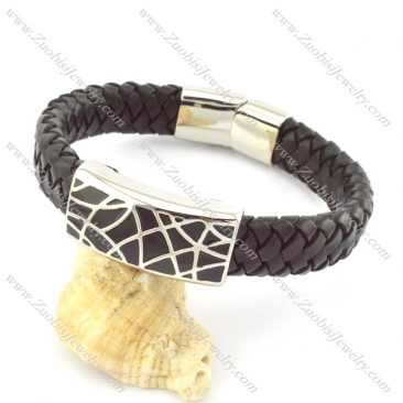 genuine leather bracelet in stainless steel b001966