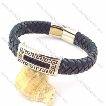 genuine leather bracelet in stainless steel b001965