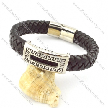 genuine leather bracelet in stainless steel b001963