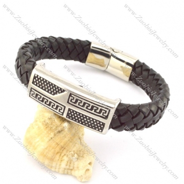 genuine leather bracelet in stainless steel b001960