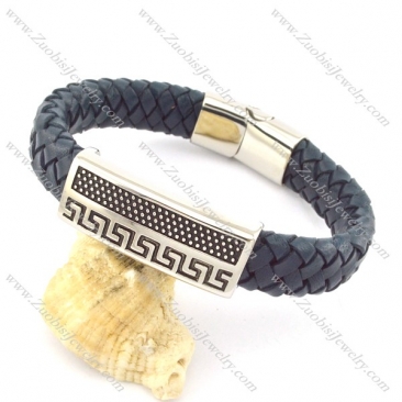 genuine leather bracelet in stainless steel b001959