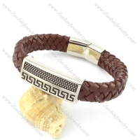 genuine leather bracelet in stainless steel b001958