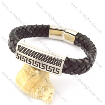 genuine leather bracelet in stainless steel b001957