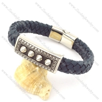 genuine leather bracelet in stainless steel b001956