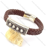 genuine leather bracelet in stainless steel b001955