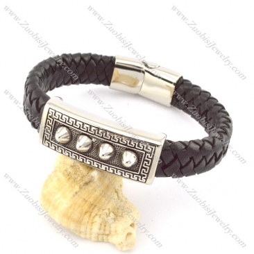 genuine leather bracelet in stainless steel b001954