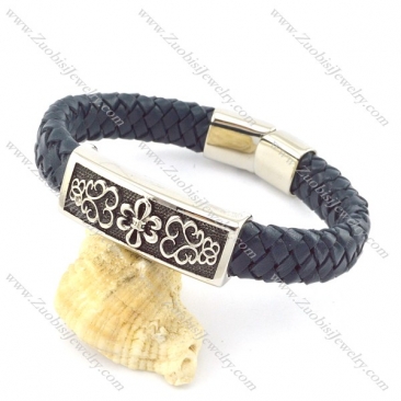 genuine leather bracelet in stainless steel b001953