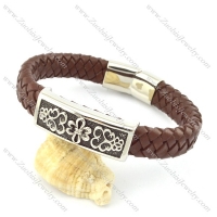 genuine leather bracelet in stainless steel b001952