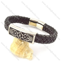 genuine leather bracelet in stainless steel b001950