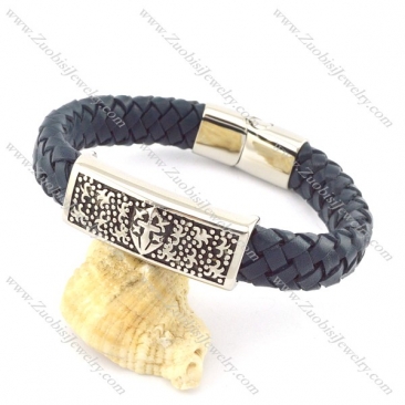 genuine leather bracelet in stainless steel b001947