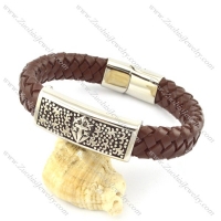 genuine leather bracelet in stainless steel b001946