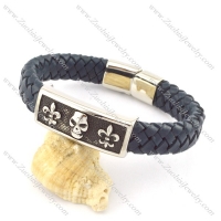 genuine leather bracelet in stainless steel b001944