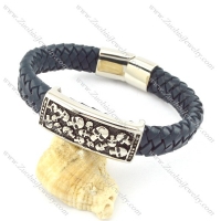 genuine leather bracelet in stainless steel b001943