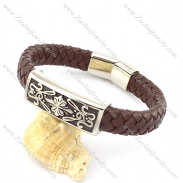 genuine leather bracelet in stainless steel b001949