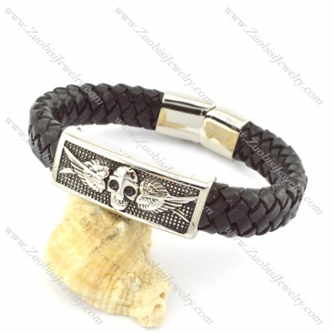 genuine leather bracelet in stainless steel b001940