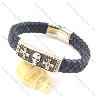 genuine leather bracelet in stainless steel b001936