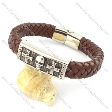 genuine leather bracelet in stainless steel b001935