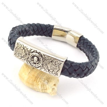 genuine leather bracelet in stainless steel b001933