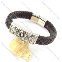 genuine leather bracelet in stainless steel b001931