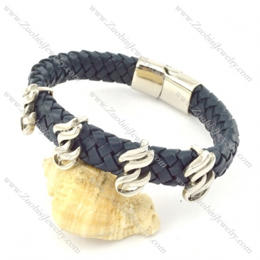 genuine leather bracelet in stainless steel b001921