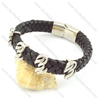 genuine leather bracelet in stainless steel b001919