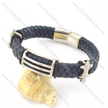 genuine leather bracelet in stainless steel b001918