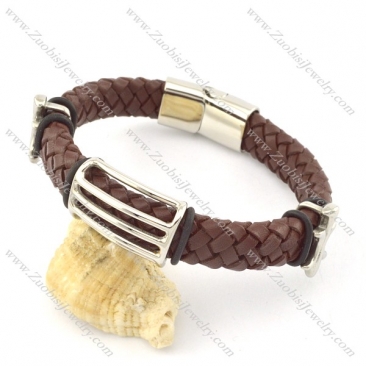 genuine leather bracelet in stainless steel b001917