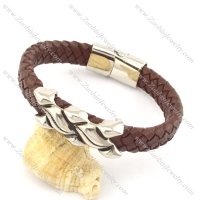 genuine leather bracelet in stainless steel b001914