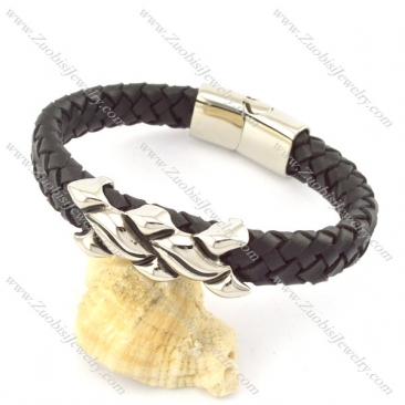 genuine leather bracelet in stainless steel b001913