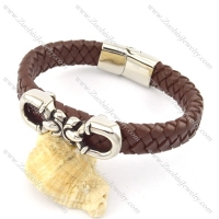 genuine leather bracelet in stainless steel b001908