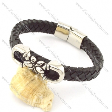 genuine leather bracelet in stainless steel b001907